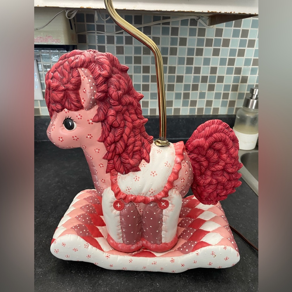 Vintage 80s ceramic nursery pony lamp